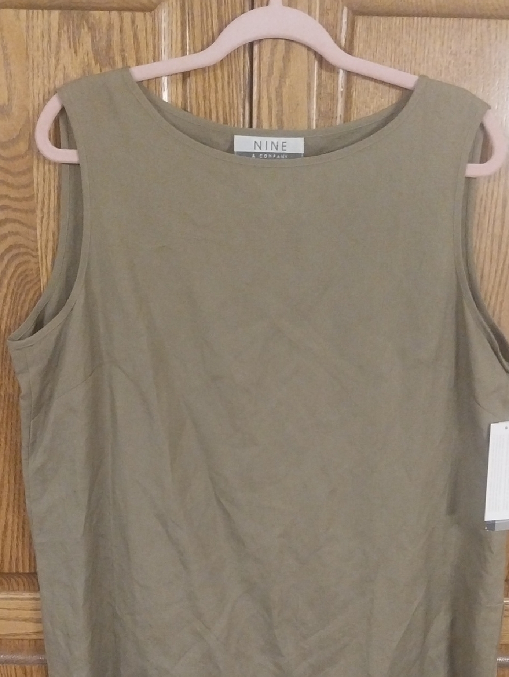 Nine & Co NWT Vintage Women's Size 16 Linen Rayon Tank Top Thyme Green Relaxed - Picture 3 of 8